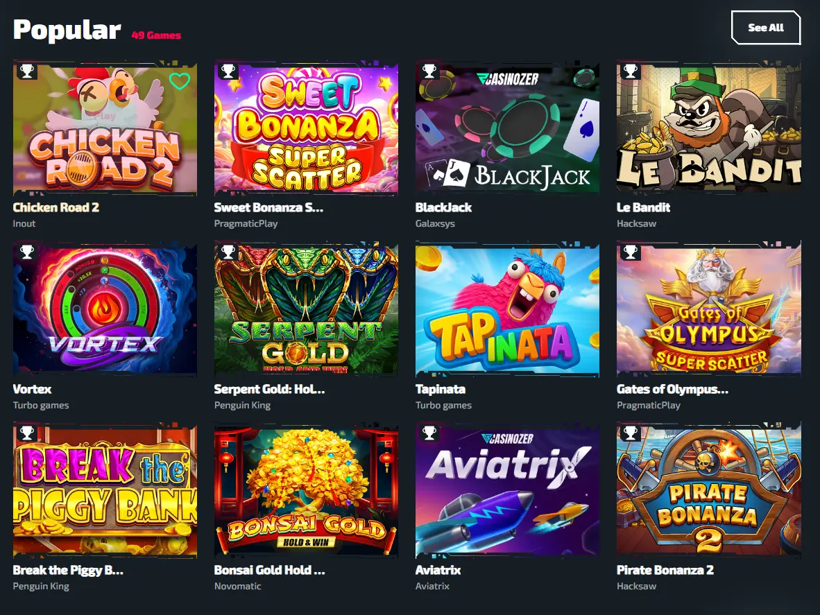 Welcome bonus, casino games and weekly promotions